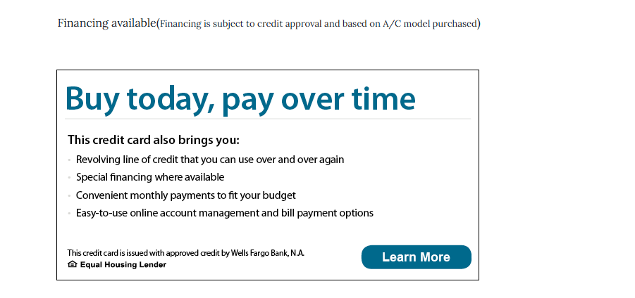 Wells Fargo buy today, pay over time financing information
